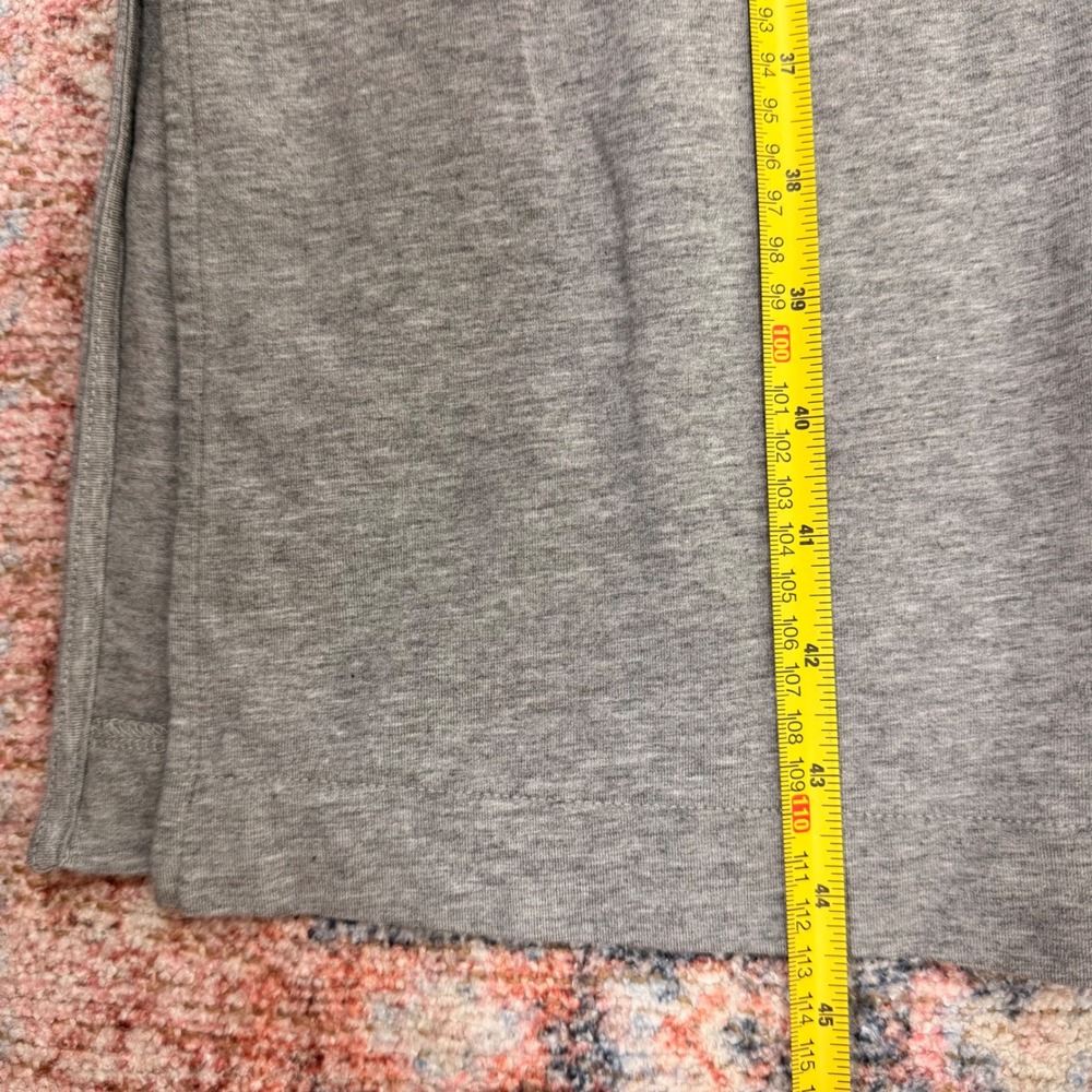 Cuyana Pima Cotton V-Neck Short Sleeve Midi Dress Heather Grey SM Pocket Slit - Picture 8 of 10